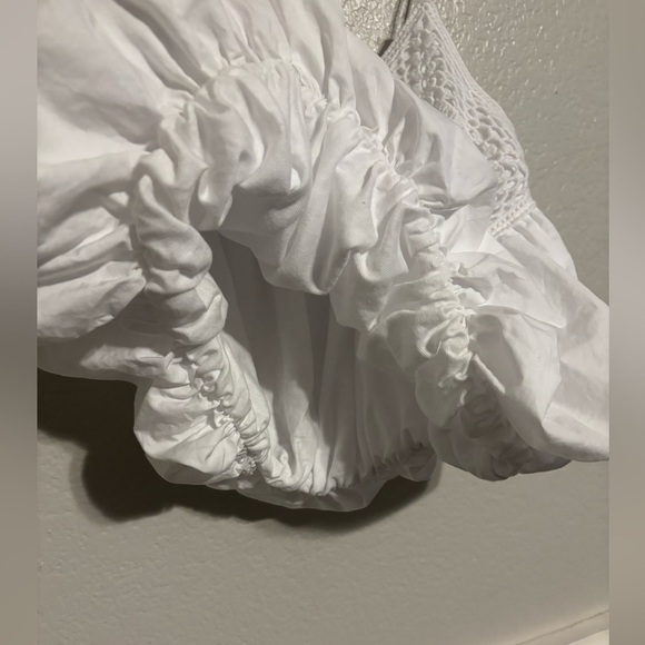 Zara White Balloon Hem Combination Top size Small - Picture 4 of 5